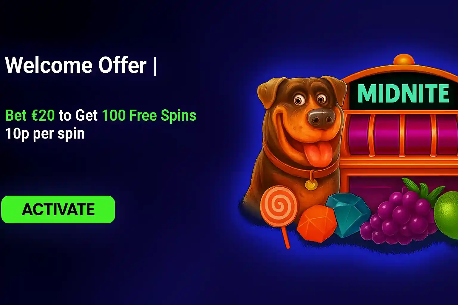 Dog mascot with free spins welcome offer details