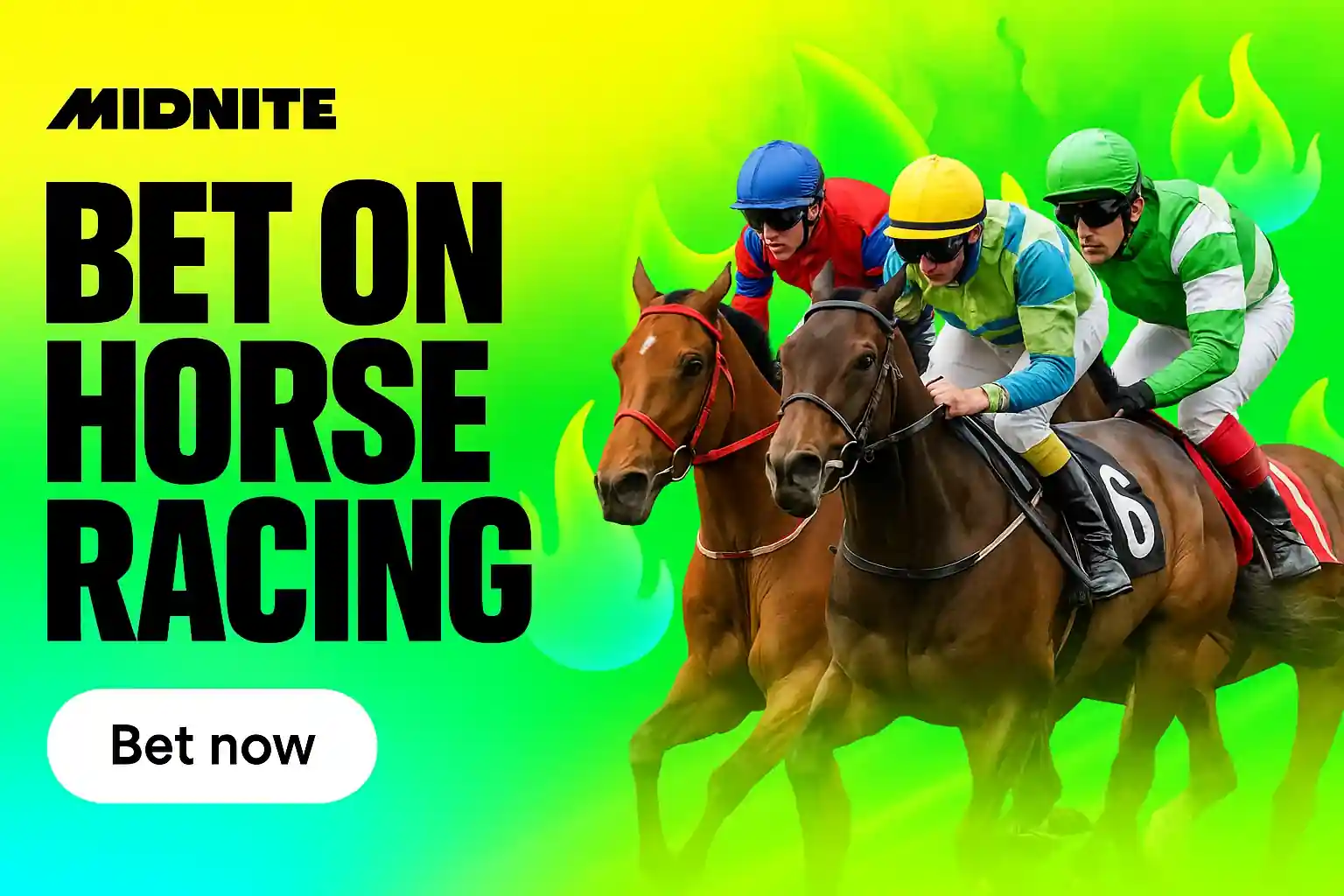 Female jockey on horse promoting free sign up